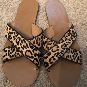 J Crew leopard Slides